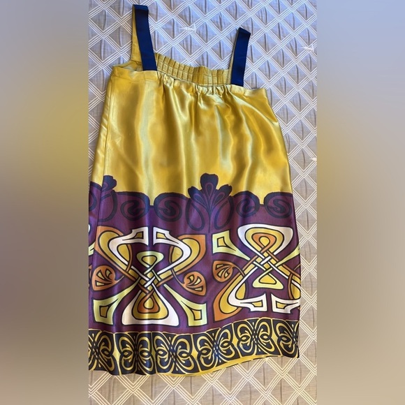 Vintage Ipekyol Yellow and Purple Patterned flowy summer dress size 8 - Picture 2 of 9